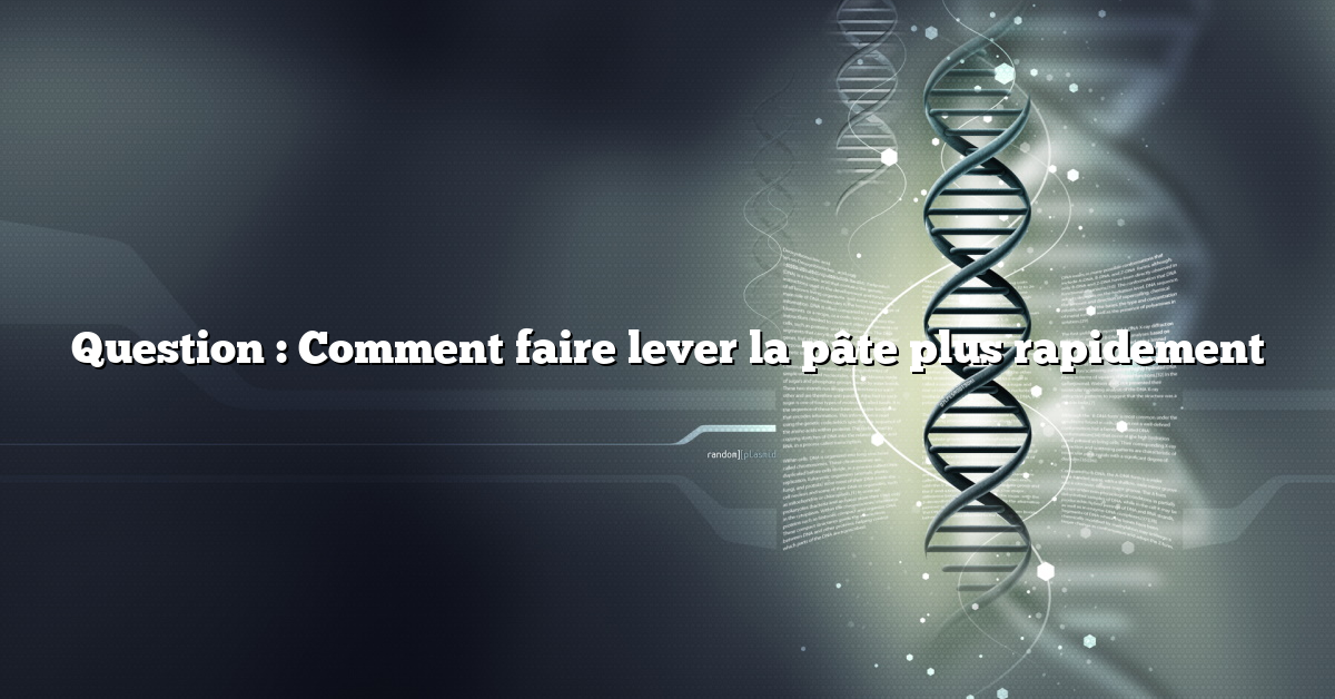 Question : Comment faire lever la pâte plus rapidement